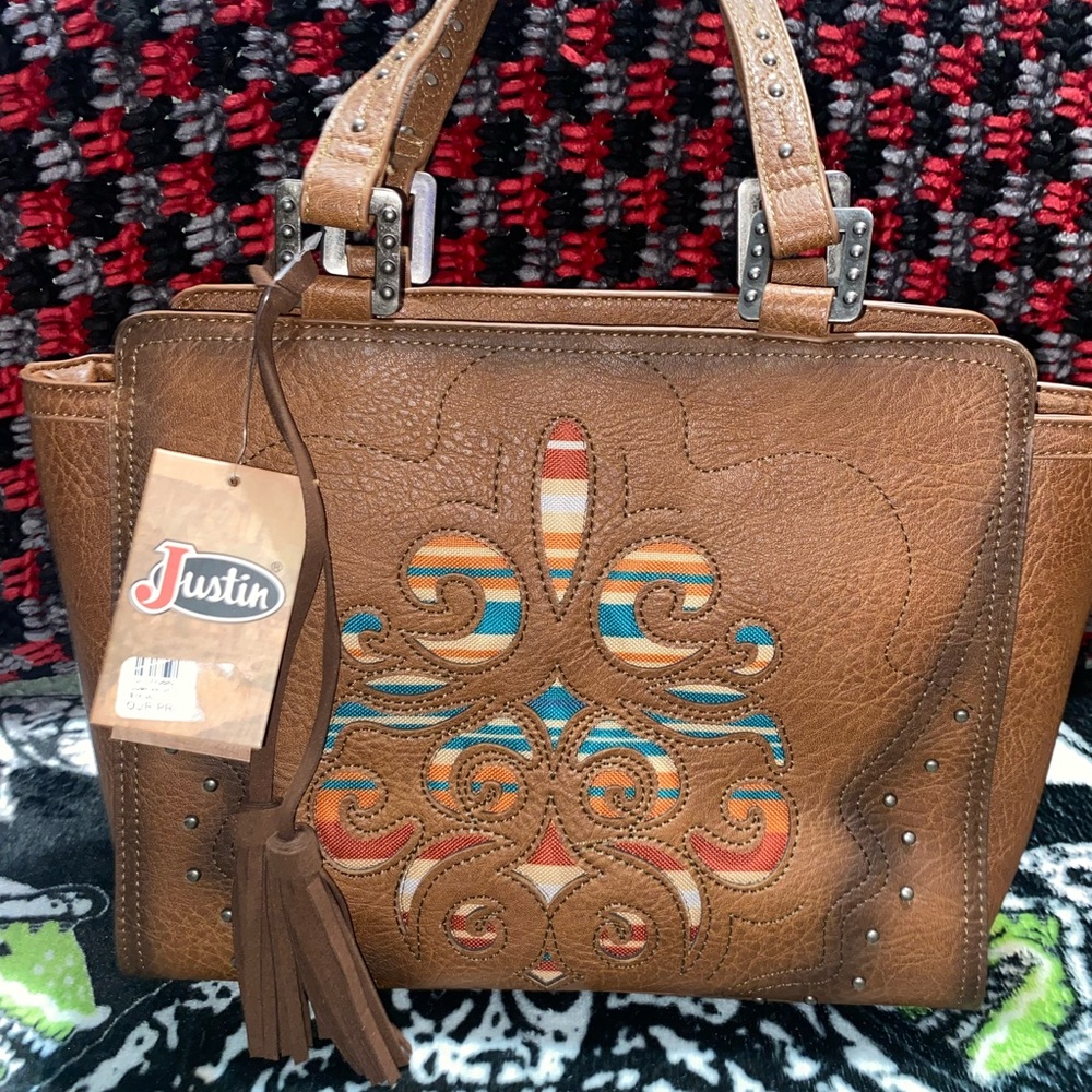 Justin Boots Brown Embroidered Women's carry Conceal Bag
